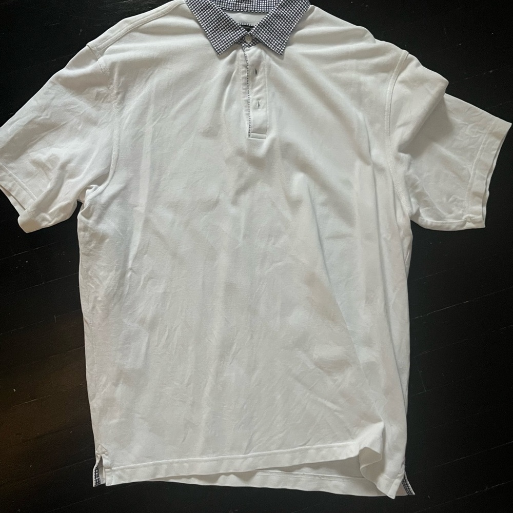 Jos. A. Bank Reserve Collection White Polo - Patterned Collar - Men's Large